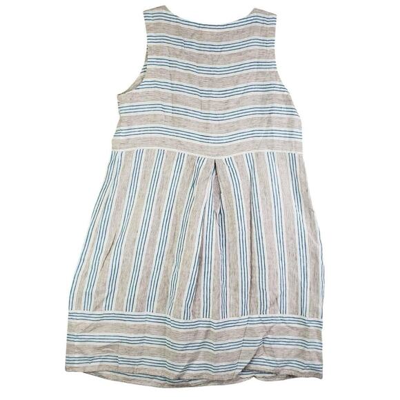 J Jill Love Linen Dress Women’s Large L Gray Blue Striped Geometric Sleeveless - Picture 3 of 10